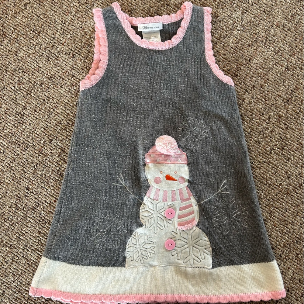 Bonnie Jean Gray and Pink Snowman Dress